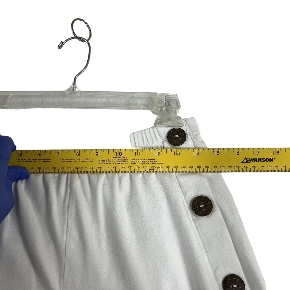 Soft Surroundings Womens S Newport Beach Pants White Wood Buttons Crop Wide Leg - Picture 6 of 13